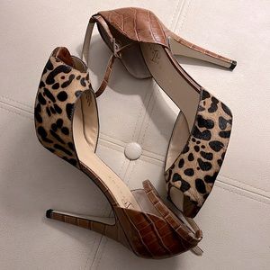 High heeled cow hair strappy sandal